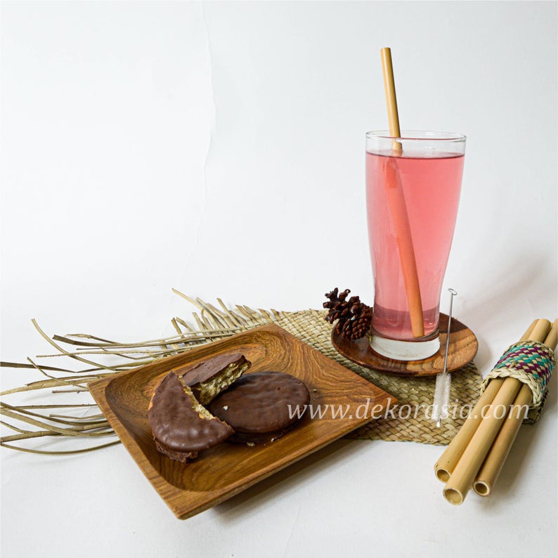 Bamboo Straw Set with Bamboo Napkin Ring Type A